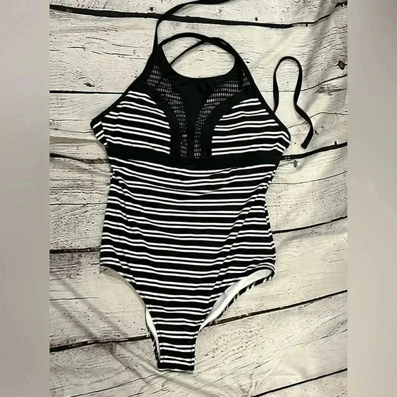 Vanilla/Beach Sport • One-Piece Striped Swimsuit - Picture 1 of 4